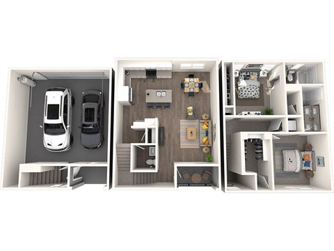 Floor plan for 2 beds, 2.5 baths, 1239 sqft
